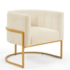 Mid-Century Accent Chair with Metal Frame & Curved Back Support