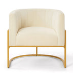 Mid-Century Accent Chair with Metal Frame & Curved Back Support