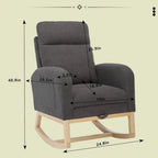 Modern 29.5 High Back Upholstered Rocking Chair with Solid Wood Legs and Adjustable Footrest