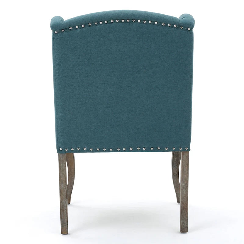 Modern 23.75 Button Tufted Accent Chair with Rubber Wood Frame and Nailheads for Living Room