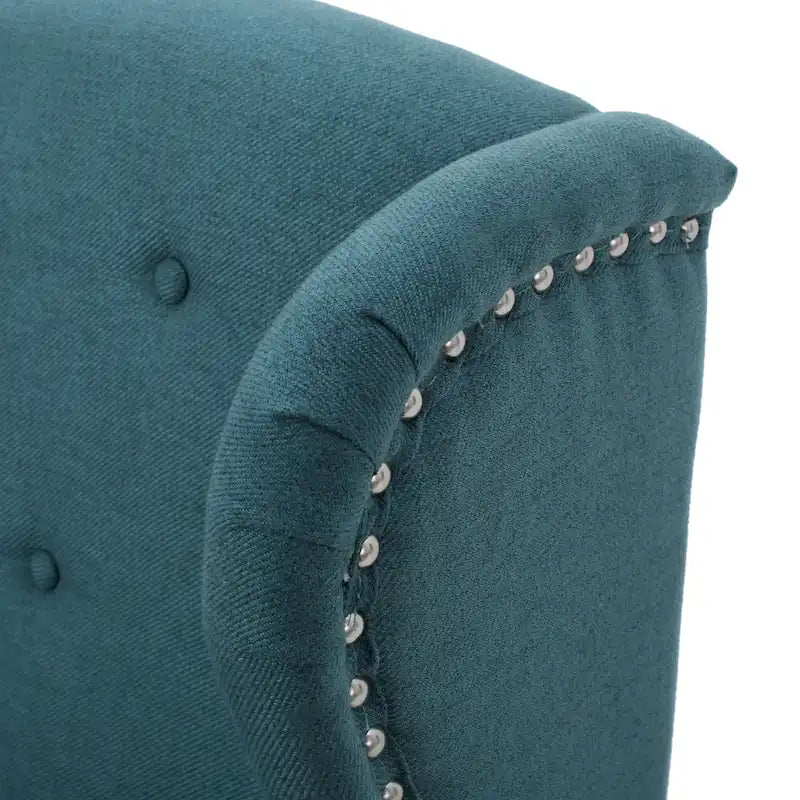 Modern 23.75 Button Tufted Accent Chair with Rubber Wood Frame and Nailheads for Living Room