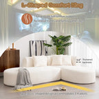 107.5 Polyester 4-Seat Corner Sofa with Curved Design & Wide Stitching