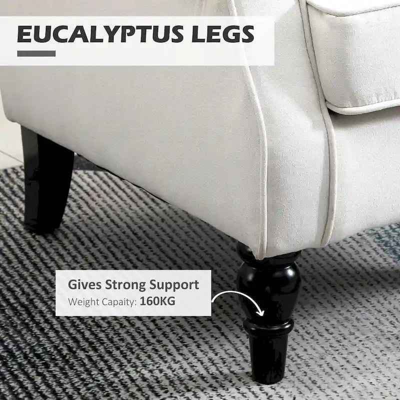 Cream White 29.3 High Back Tufted Accent Chair