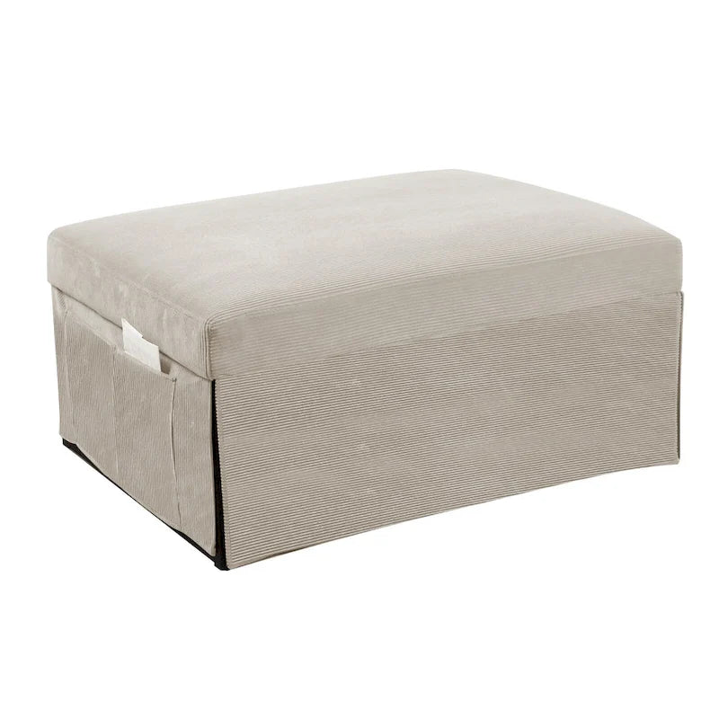 White 36.61 4-in-1 Convertible Corduroy Lounge Chair