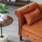 Orange 60 Velvet Button Tufted Chaise Lounge Chair