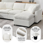 Beige 130 Chenille U-Shaped Sleeper Sectional Sofa, 6-Piece Modular Design
