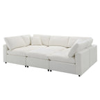 Beige 130 Chenille U-Shaped Sleeper Sectional Sofa, 6-Piece Modular Design