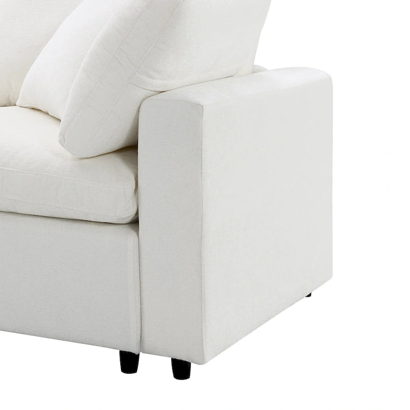 Beige 130 Chenille U-Shaped Sleeper Sectional Sofa, 6-Piece Modular Design