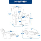 Green Oversized Manual Recliner with 360 Swivel and Rocking Feature, Fabric Upholstery for Living Room Comfort