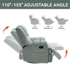 Green Oversized Manual Recliner with 360 Swivel and Rocking Feature, Fabric Upholstery for Living Room Comfort