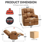 Green Oversized Manual Recliner with 360 Swivel and Rocking Feature, Fabric Upholstery for Living Room Comfort