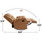 Green Oversized Manual Recliner with 360 Swivel and Rocking Feature, Fabric Upholstery for Living Room Comfort