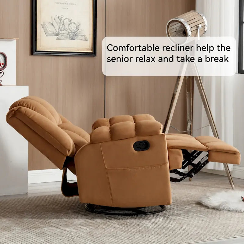 Green Oversized Manual Recliner with 360 Swivel and Rocking Feature, Fabric Upholstery for Living Room Comfort