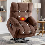Blue Power Lift Recliner with Heat, Massage, USB Charging, Side Storage, and Remote Control