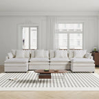 Spacious 142.52 U-Shaped Chenille Sectional Sofa with Double Cushions, Convertible Chaise and Ottomans