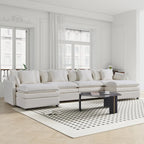 Spacious 142.52 U-Shaped Chenille Sectional Sofa with Double Cushions, Convertible Chaise and Ottomans