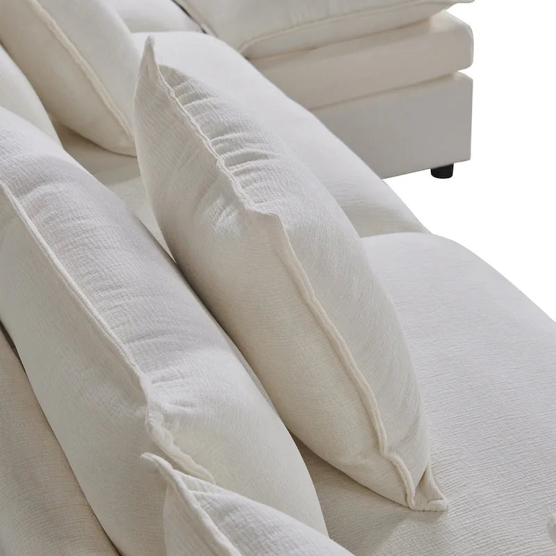 Spacious 142.52 U-Shaped Chenille Sectional Sofa with Double Cushions, Convertible Chaise and Ottomans
