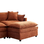 Spacious 142.52 U-Shaped Chenille Sectional Sofa with Double Cushions, Convertible Chaise and Ottomans