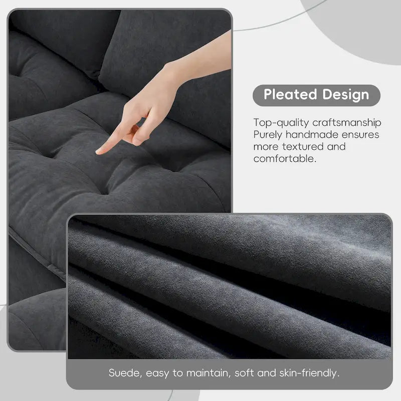 Grey 100 L-Shaped Convertible 4 Seater Sectional Sofa with Removable Ottoman and Matching Pillows, Perfect for Living Room