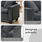 Grey 100 L-Shaped Convertible 4 Seater Sectional Sofa with Removable Ottoman and Matching Pillows, Perfect for Living Room