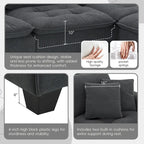 Grey 100 L-Shaped Convertible 4 Seater Sectional Sofa with Removable Ottoman and Matching Pillows, Perfect for Living Room