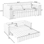 Modern 68 Foam 3 in 1 Pull-Out 3-seaters Bed Sleeper Sofa with Copper Nails and Two Drawers