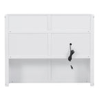 White Full Size Wooden Bed with LED Storage Headboard, Charging Station, and 2 Drawers