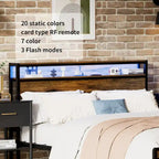 Queen Size Platform Bed with Storage Headboard, LED Light & Charging