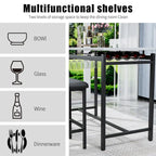 Modern Style 3-Piece Dining Set with Rectangular Table and 2 Upholstered Dining Chairs
