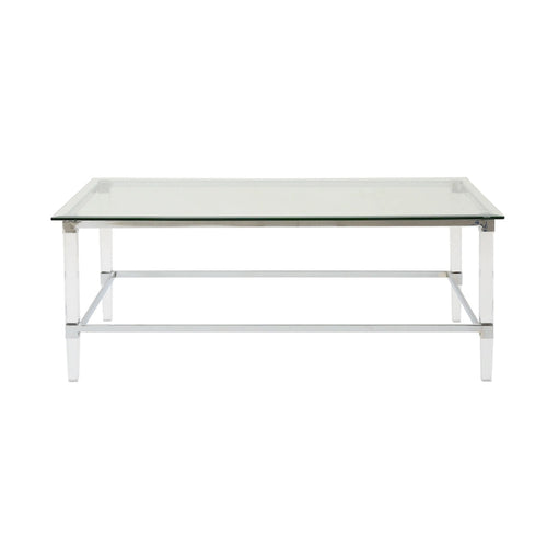 48 Modern Rectangle Glass Coffee Table with Sturdy Frame for Living Room