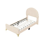 Twin Velvet Platform Bed with Semi-Circle Headboard