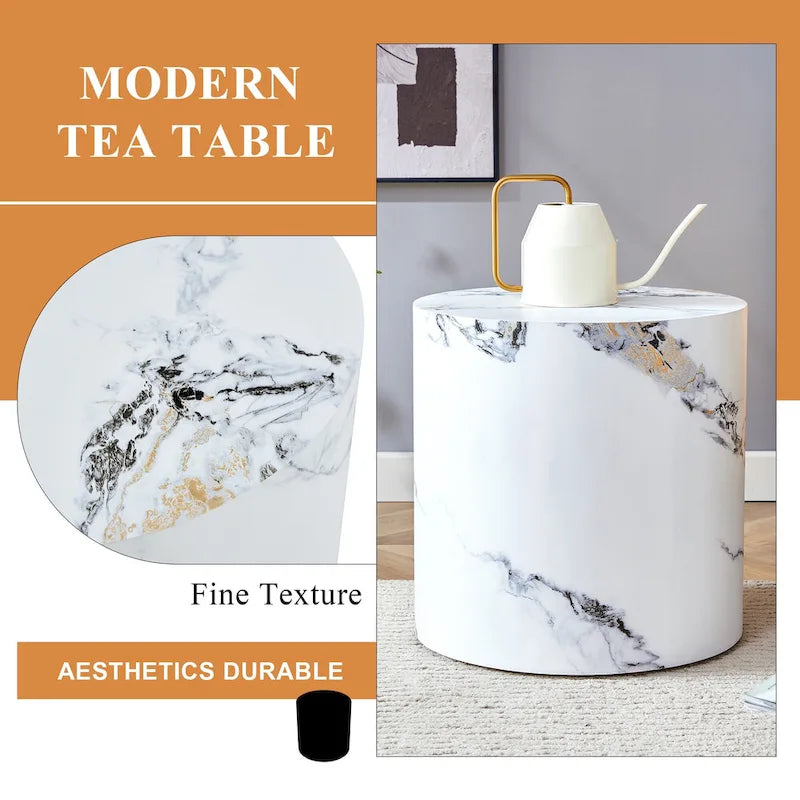 15.7 Modern Round Coffee Table with Fashionable Pattern and Stable Base for Living Room
