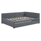 Gray Full Size Linen Upholstered Daybed with Trundle