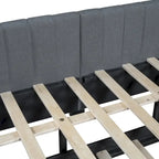 Gray Full Size Linen Upholstered Daybed with Trundle
