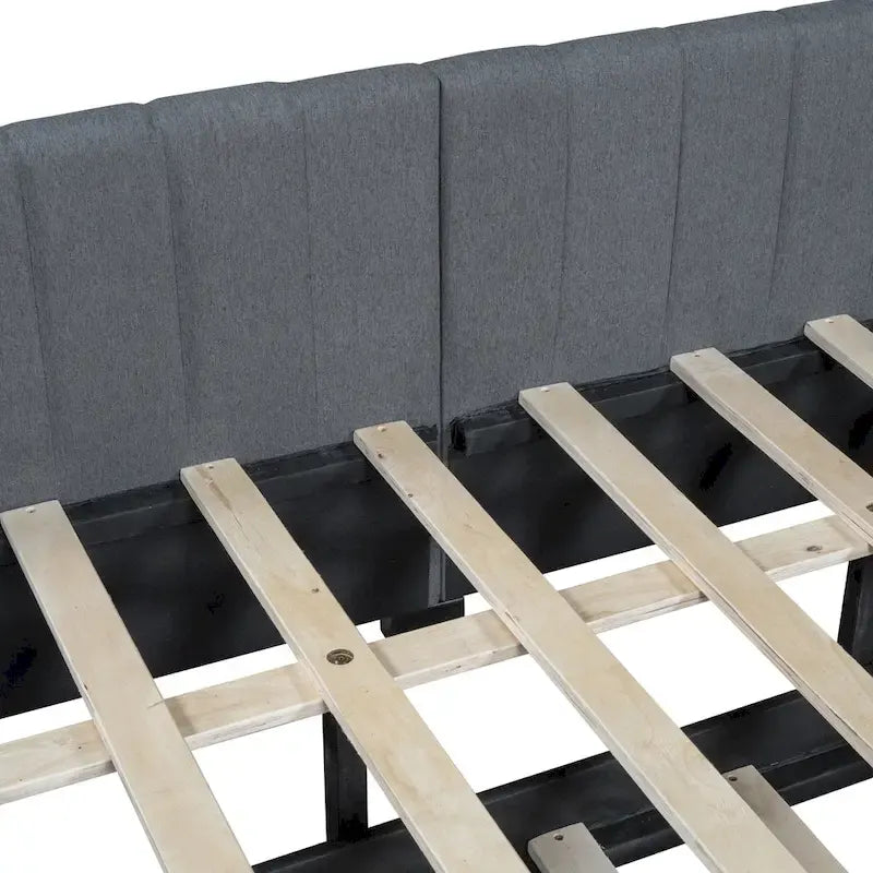 Gray Full Size Linen Upholstered Daybed with Trundle
