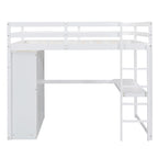 Full Solid Wood Loft Bed with Wardrobe & Desk