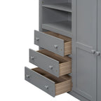 Full Solid Wood Loft Bed with Wardrobe & Desk