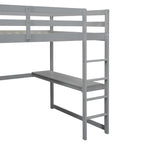 Full Solid Wood Loft Bed with Wardrobe & Desk