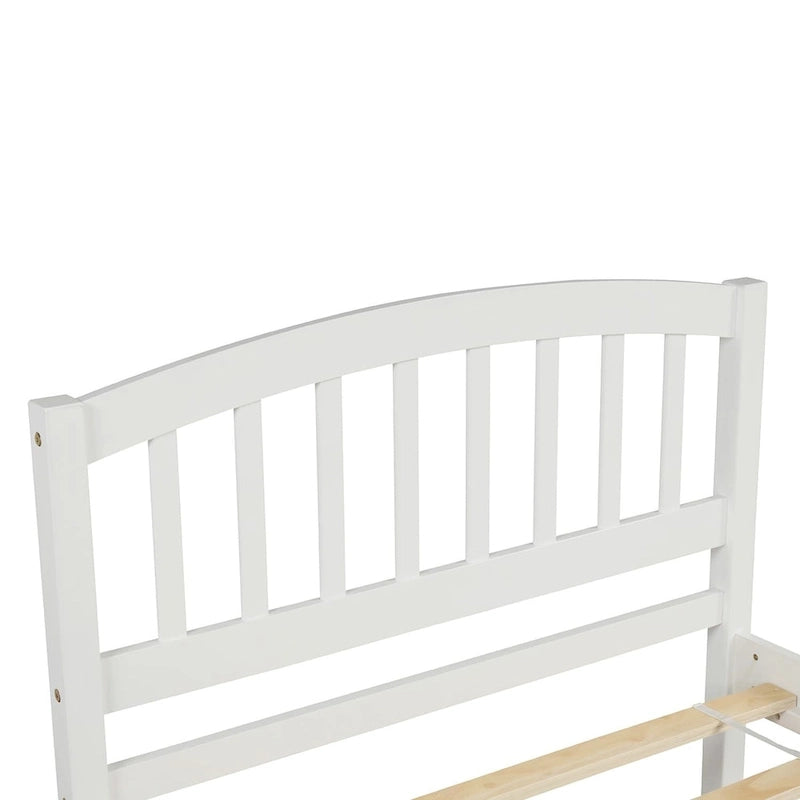 Twin Pine Platform Bed with Trundle & Slat Headboard