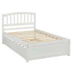 Twin Pine Platform Bed with Trundle & Slat Headboard