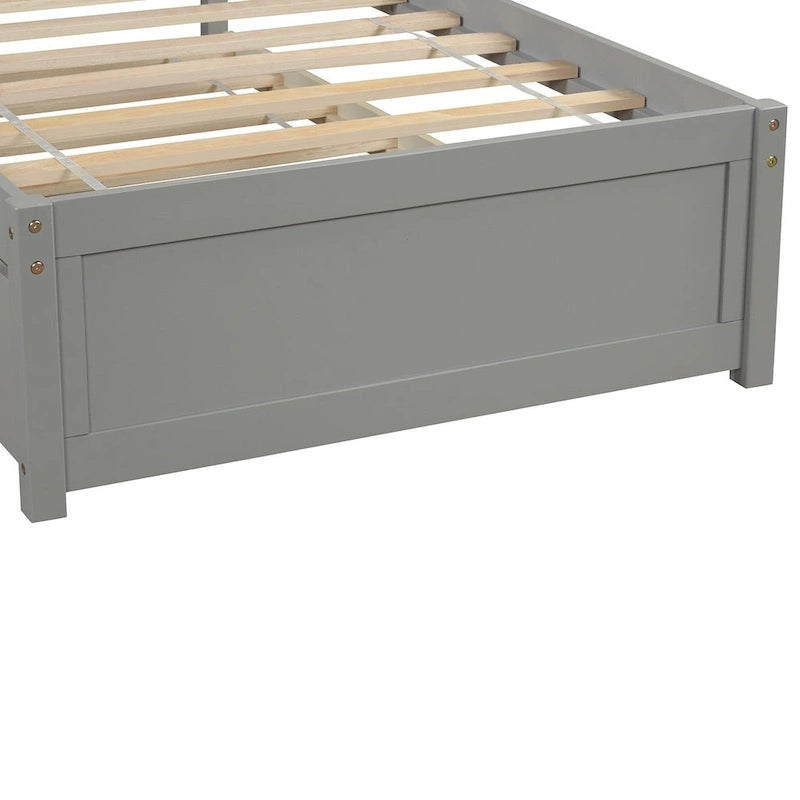 Twin Pine Platform Bed with Trundle & Slat Headboard