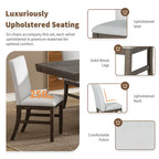 Traditional Style 7-piece Extendable Dining Table Set with Butterfly Leaf and 6 Upholstered Chairs
