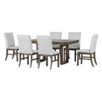 Traditional Style 7-piece Extendable Dining Table Set with Butterfly Leaf and 6 Upholstered Chairs