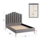 Art Deco Style Velvet Upholstered Platform Bed