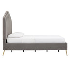 Art Deco Style Velvet Upholstered Platform Bed
