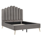 Art Deco Style Velvet Upholstered Platform Bed