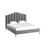 Art Deco Style Velvet Upholstered Platform Bed