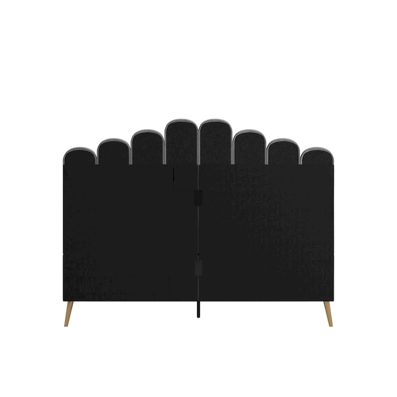Art Deco Style Velvet Upholstered Platform Bed