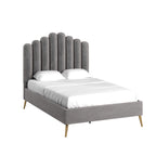 Art Deco Style Velvet Upholstered Platform Bed