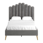 Art Deco Style Velvet Upholstered Platform Bed